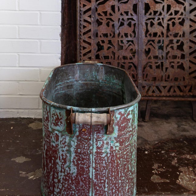 Antique Copper Boiler or Washtub for Firewood or Plants For Sale - Image 11 of 15