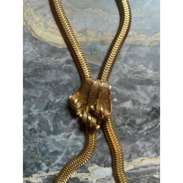 Vintage Gold Tone Serpent Necklace For Sale - Image 12 of 12