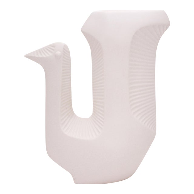 Modern Jonathan Adler White Ceramic Peacock Vase Chairish