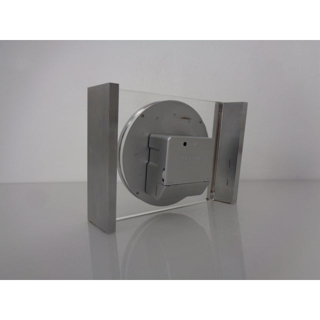 Table Clock in Acrylic Glass and Brushed Aluminum from Kienzle International, Germany, 1960s For Sale - Image 6 of 15