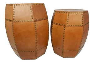 Faux Leather Studded Octagonal Table Storage Containers, S/2