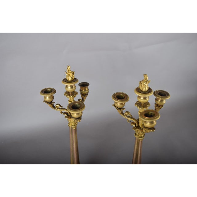 French Ormolu Gilded Bronze Candleholders, Set of 2 For Sale - Image 6 of 15