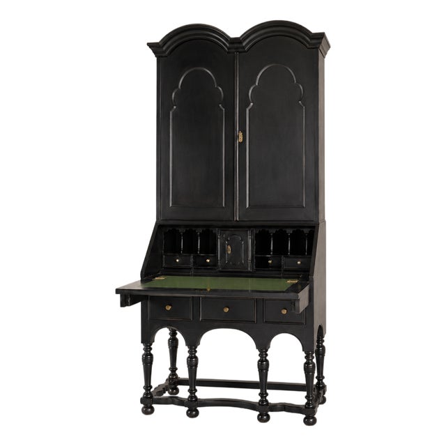 19th Century English Writing Desk in Black Lacquer For Sale