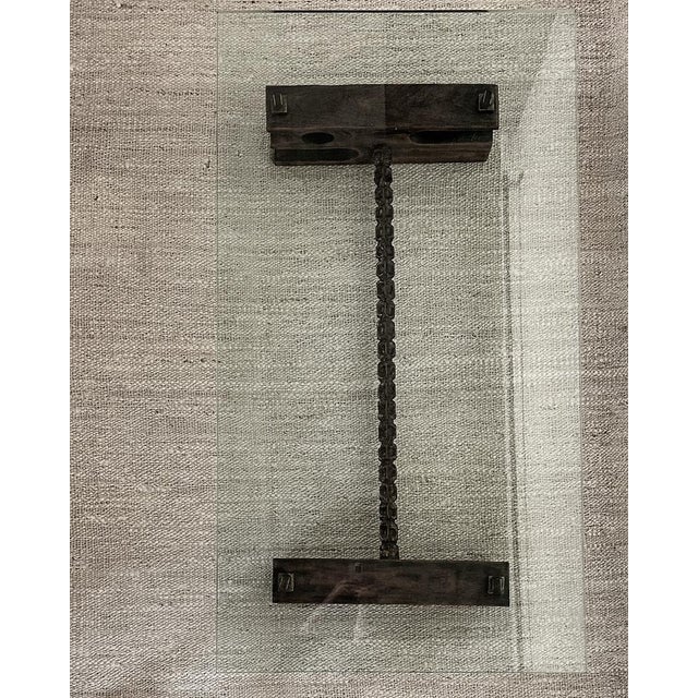 Brown Vintage Brutalist Glass and Bronze Coffee Table For Sale - Image 8 of 10