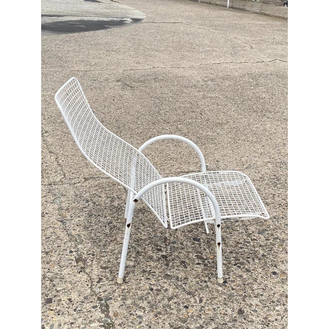 Vintage Mid Century Modern Reclining Wrought Iron Sculptural Patio Lounge Chair For Sale - Image 4 of 11
