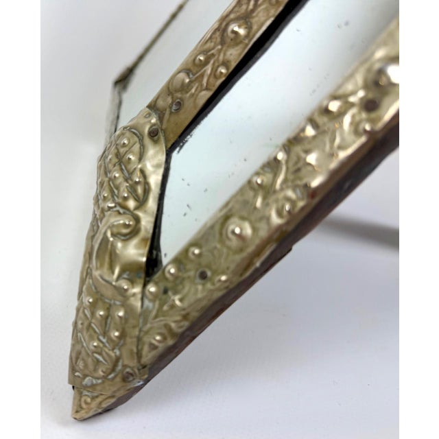 Antique Repousse Faceted Vanity Mirror, 1890s For Sale - Image 5 of 13