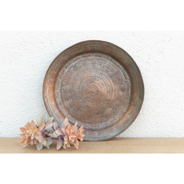 Early 20th Century Tribal Mandala Tinned Copper Tray For Sale - Image 5 of 5