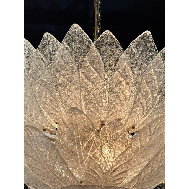 Murano Granola Glass 2-Tier Leaf Form Flush Mount Chandelier For Sale - Image 4 of 8