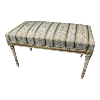 Louis XVI Style Carved and Painted Bench For Sale