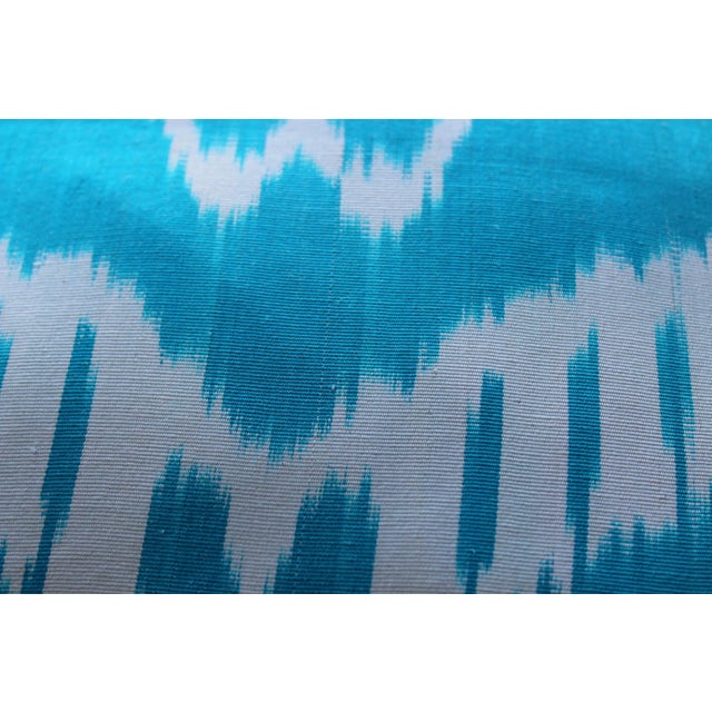 Textile Contemporary Blue Ikat Decorative Pillow For Sale - Image 7 of 10