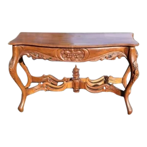 Rococo Style Carved Mahogany Serpentine Console Table