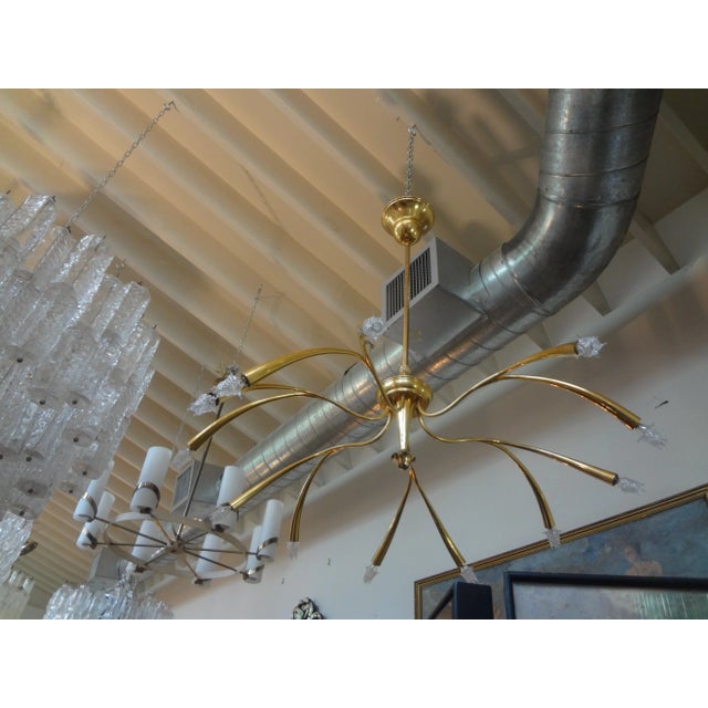 1960s 1960s Italian Midcentury Brass Chandelier Attributed to Oscar Torlasco For Sale - Image 5 of 11