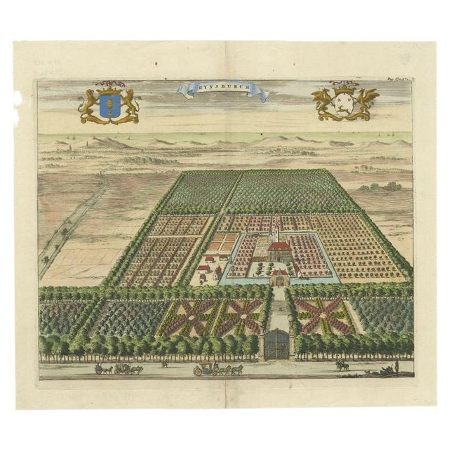 Antique print titled 'Rynsburch'. Copper engraving of the estate of Rijnsburg, the Netherlands. This print originates from...