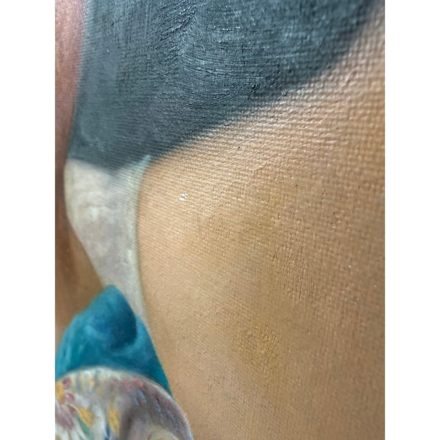 Wood Vintage Reproduction Painting-Oil on Canvas After William-Adolphe Bouguereau,”The Secret”-Beautiful Ornate Frame For Sale - Image 7 of 7