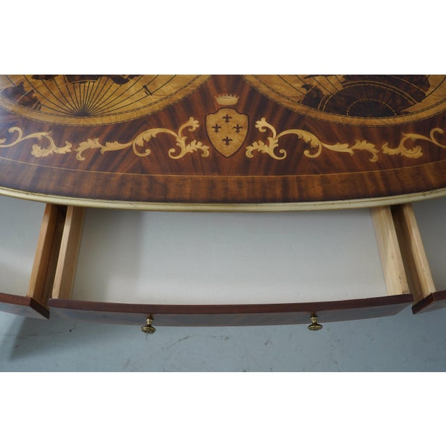 Italian Highly Inlaid World Map Executive Desk For Sale - Image 4 of 18