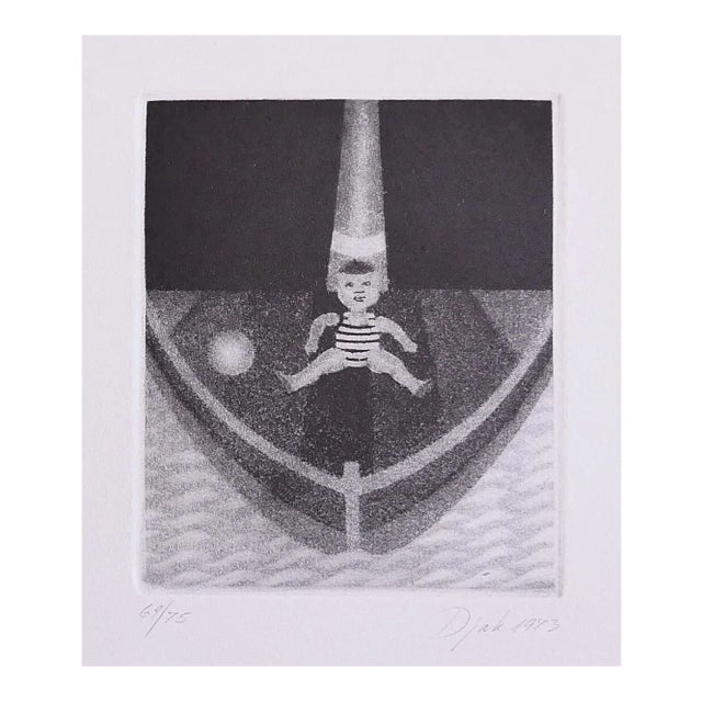 Zivko Djak, Dreamy, Etching, 1973 For Sale