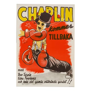 Charlie Chaplin "The Champion" Original Vintage Movie Poster, Swedish, 1944 For Sale
