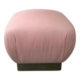 Vintage Pink and Brass Pouf Ottoman by Marge Carson For Sale
