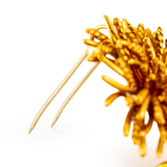Metal Vintage Tiffany & Co. 18k Yellow Gold Sea Anemone Pin Brooch For Sale - Image 7 of 9