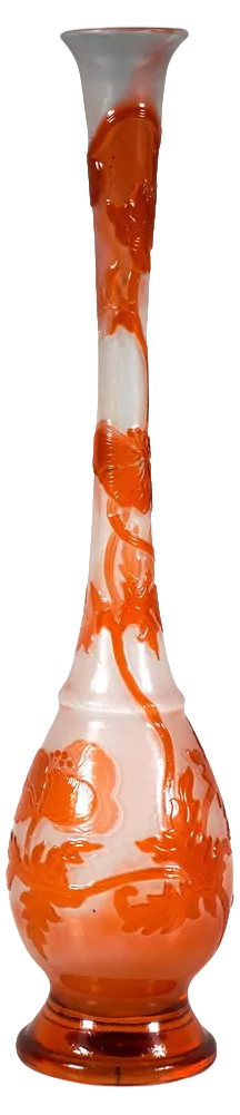 Art Nouveau Single Flower Vase with Poppy Decor by Émile Gallé, France, 1890