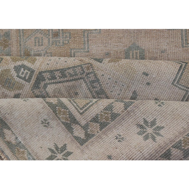 Vintage Turkish Oushak Runner in Neutral Tones, Taupe, Gray Green, Yellow 3'2 X 10'8 For Sale - Image 11 of 12