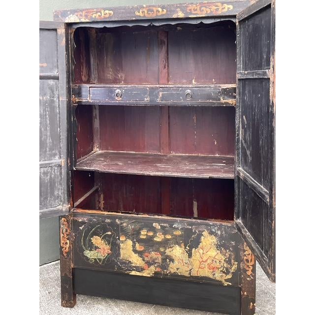 Vintage Asian Hand Painted Wedding Cabinet For Sale - Image 9 of 14