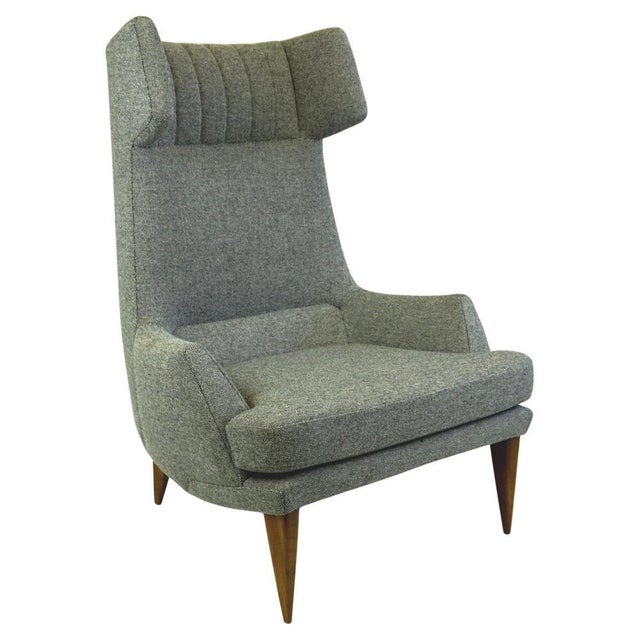 Monumental Grey Austrian Mid-Century Wingback Armchair by Oswald Haerdtl For Sale - Image 13 of 13