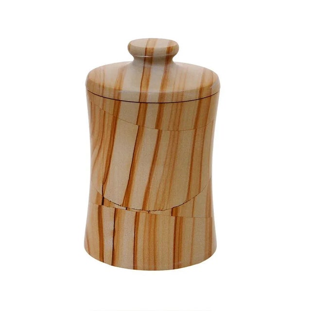 Modern Tan Marble Canister For Sale - Image 3 of 3