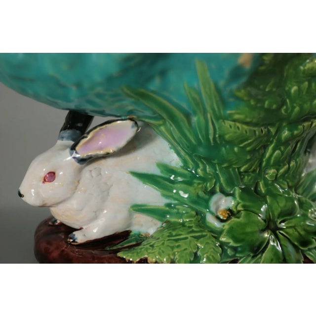Late 19th Century Minton Majolica Rabbits With Leaf Dish For Sale - Image 12 of 13