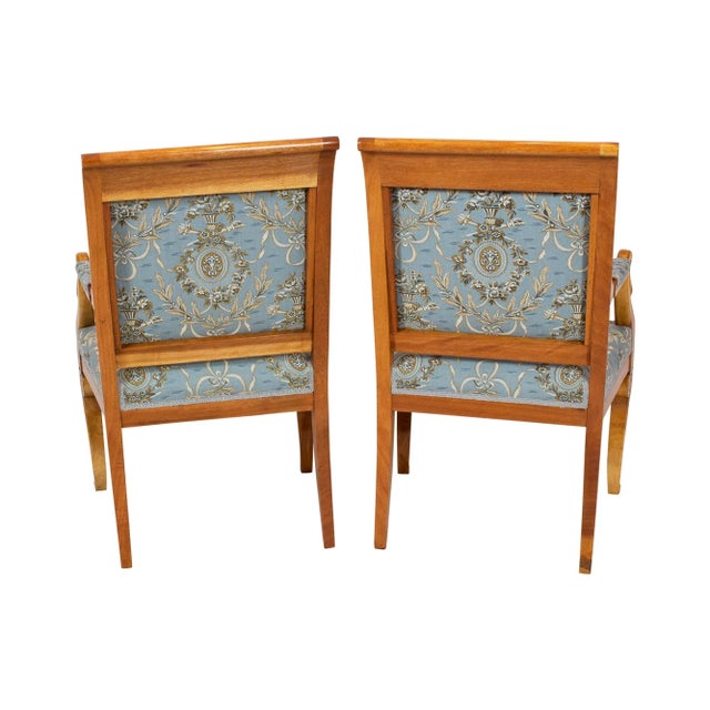 Early 19th Century Empire Biedermeier Plumwood Swan Armchairs, Set of 2 For Sale - Image 6 of 11