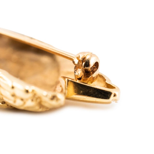 Late 20th Century Vintage Tiffany & Co. 14k Yellow Gold Textured Owl Pin Brooch For Sale - Image 5 of 8