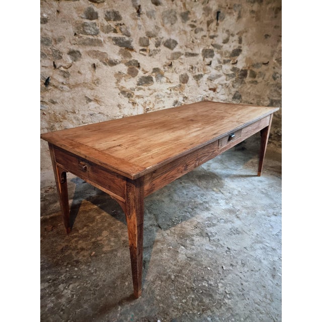 Antique French Farmhouse Dining Table in Oak and Pine with 3 Drawers, 19th Century For Sale - Image 10 of 18