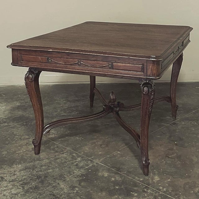 Antique Country French Louis XVI Oak Writing Desk ~ Game Table For Sale - Image 10 of 16