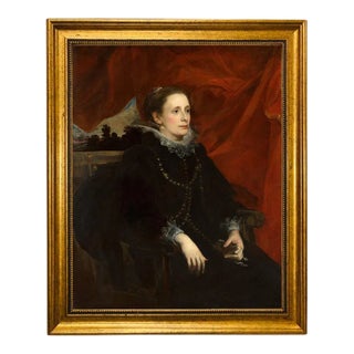"Portrait of Marchesa Durazzo" Contemporary Reproduction Print on Canvas After Anthony Van Dyck, Framed For Sale