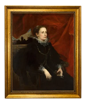 "Portrait of Marchesa Durazzo" Contemporary Reproduction Print on Canvas After Anthony Van Dyck, Framed