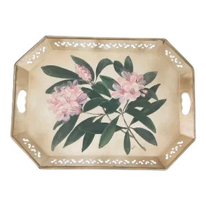 20th Century Hand-Painted French Metal Toleware Serving Tray