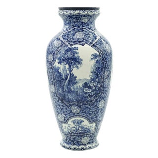 Blue Ceramic Vase by Franz Anton Mehlem, 19th Century For Sale