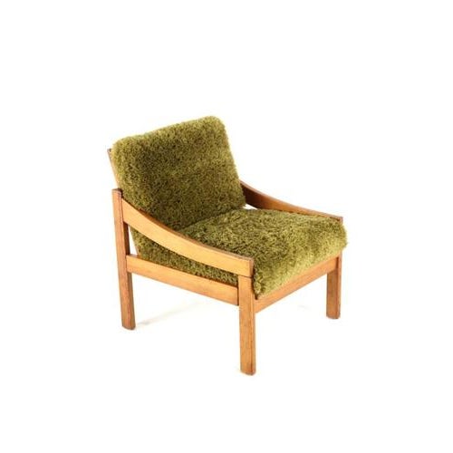 Pine Armchair with Green Upholstery, 1970s For Sale - Image 9 of 16
