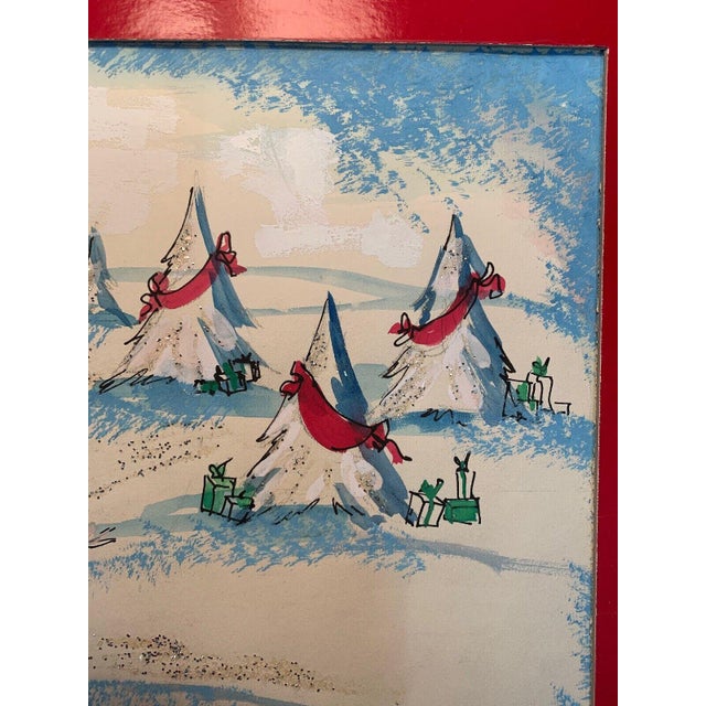 Lanvin of Paris C1950s Watercolor ‘Santa W/ Two ‘Glam’ Elves on His Lap' For Sale - Image 4 of 6