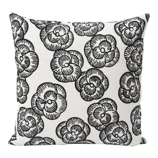 Schumacher Double-Sided Pillow in Mona Embroidered Print For Sale