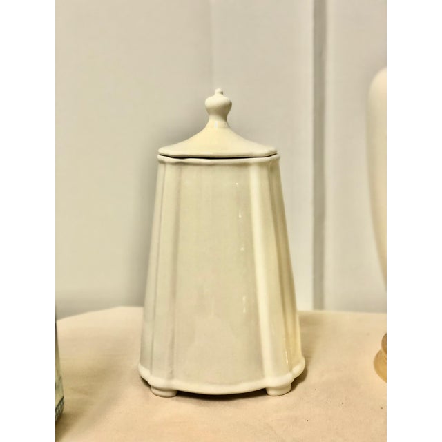 Chinoiserie 2000s White Ceramic Tea Jar For Sale - Image 3 of 3