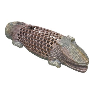 Vintage Chinese Soapstone Carved Alligator Sculpture For Sale