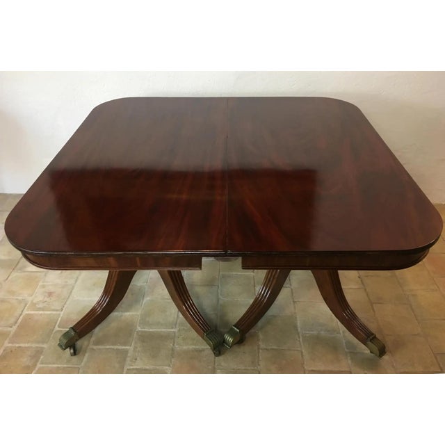 Brown 19th Century English Mahogany Double Pedestal Extending Dining Table For Sale - Image 8 of 11
