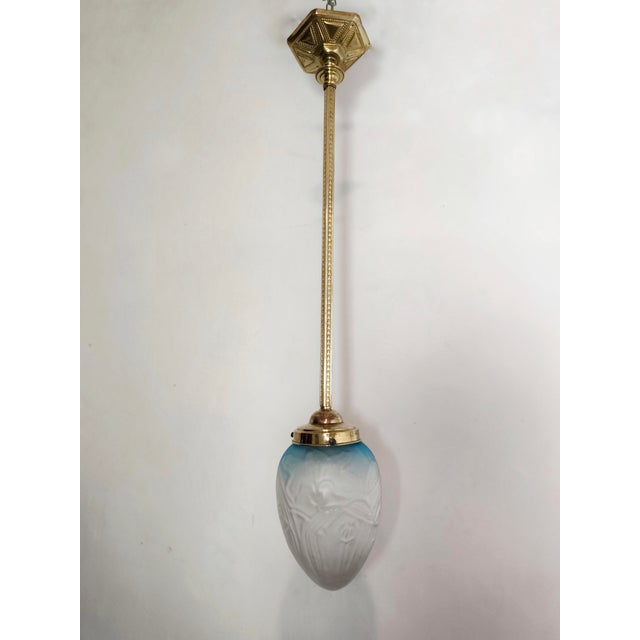 Art Nouveau Lamp in Brass and Glass, Spain, 1940s For Sale - Image 11 of 11