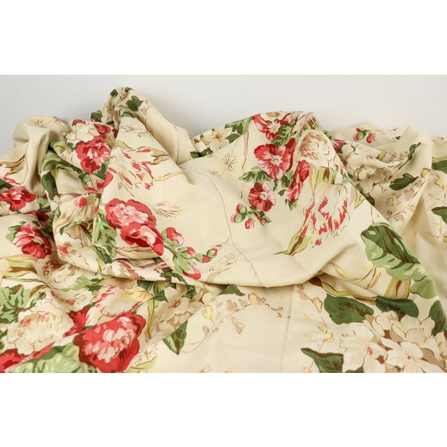 Traditional Late 20th Century Custom Made Floral Curtain Panels - A Pair For Sale - Image 3 of 10