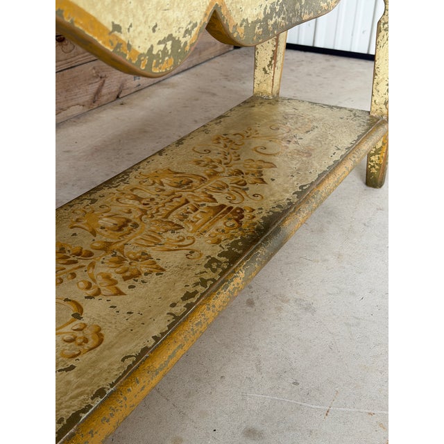 Substantial vintage Spanish Colonial or Hacienda-style console table featuring a beautifully aged and intentionally...