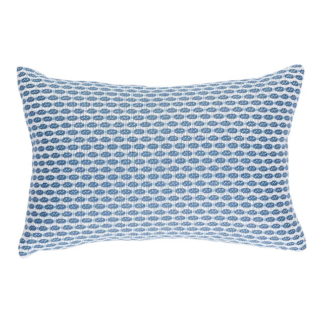 Schumacher Hickox Indoor/Outdoor Pillow 18" x 12" in Blue For Sale