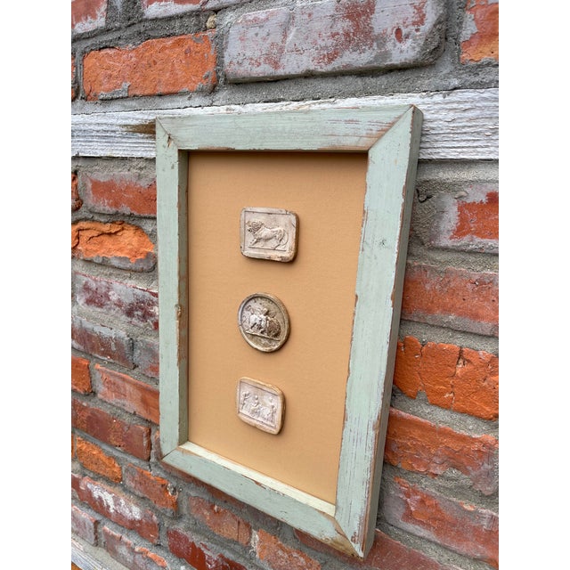 Grand Tour Classical Framed Grand Tour Style 3 Intaglios in 1880s Pine Frame For Sale - Image 3 of 8