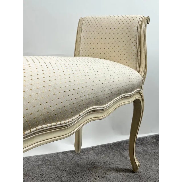 Textile 20th C French Louis XV Style Off-White & Beige Upholstered Bench or Window Seat For Sale - Image 7 of 11
