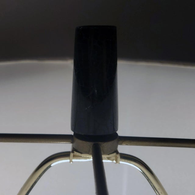 Matte Glazed Monumental Ecru Toned Clay Urn Shaped Table Lamp & Banded Ivory Lamp Shade For Sale - Image 9 of 12